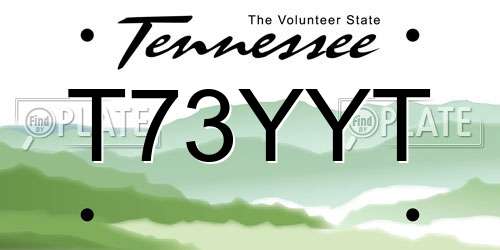 T73YYT Tennessee License Plate
