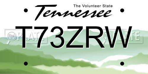 T73ZRW Tennessee License Plate