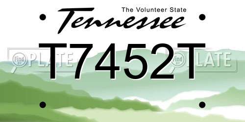 T7452T Tennessee License Plate