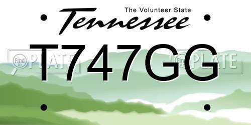 T747GG Tennessee License Plate