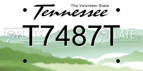 T7487T Tennessee License Plate