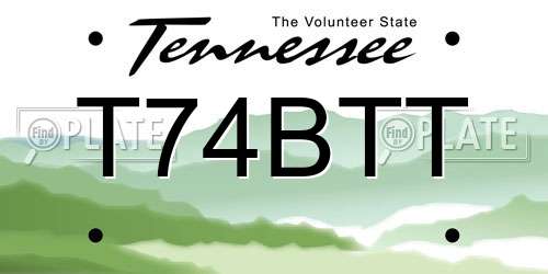 T74BTT Tennessee License Plate