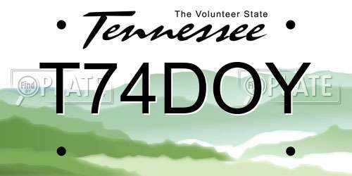 T74DOY Tennessee License Plate