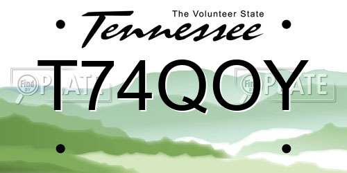 T74QOY Tennessee License Plate