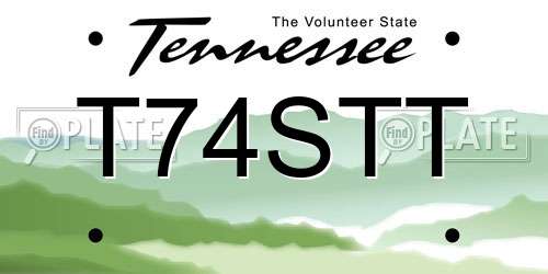 T74STT Tennessee License Plate