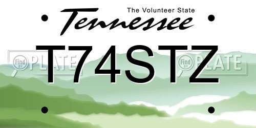 T74STZ Tennessee License Plate