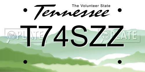 T74SZZ Tennessee License Plate