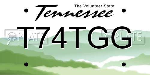 T74TGG Tennessee License Plate