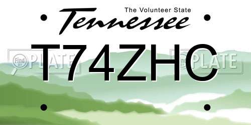 T74ZHC Tennessee License Plate