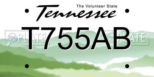 T755AB Tennessee License Plate