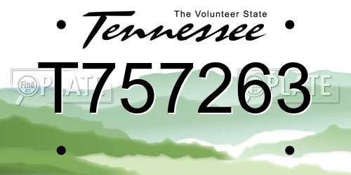T757263 Tennessee License Plate