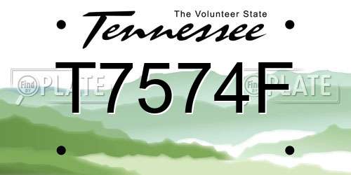T7574F Tennessee License Plate