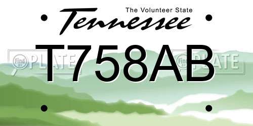 T758AB Tennessee License Plate