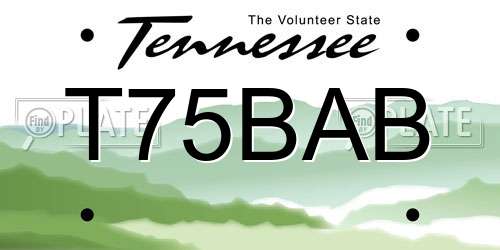 T75BAB Tennessee License Plate