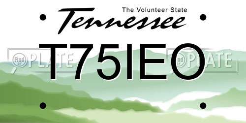 T75IEO Tennessee License Plate