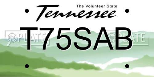 T75SAB Tennessee License Plate