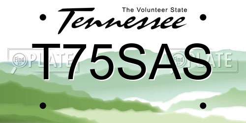 T75SAS Tennessee License Plate