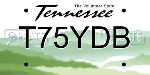 T75YDB Tennessee License Plate
