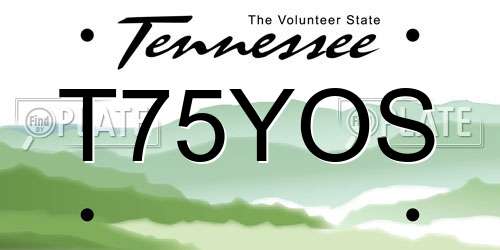 T75YOS Tennessee License Plate
