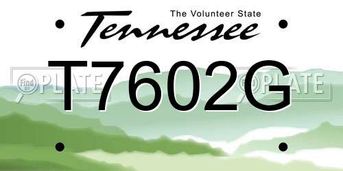 T7602G Tennessee License Plate