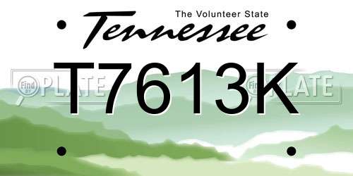 T7613K Tennessee License Plate