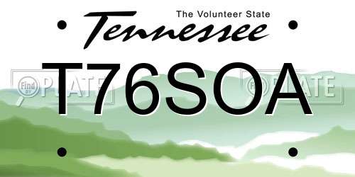T76SOA Tennessee License Plate