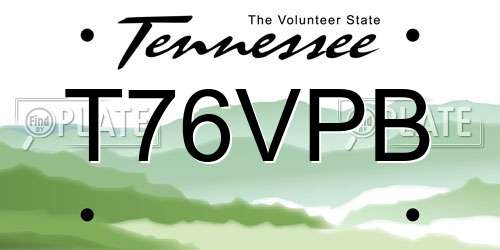 T76VPB Tennessee License Plate