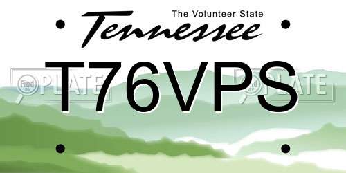 T76VPS Tennessee License Plate