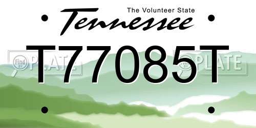 T77085T Tennessee License Plate