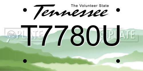 T7780U Tennessee License Plate