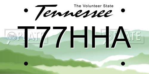T77HHA Tennessee License Plate