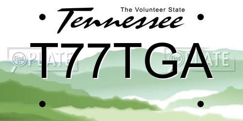 T77TGA Tennessee License Plate