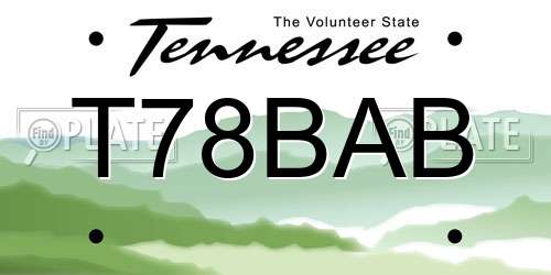 T78BAB Tennessee License Plate