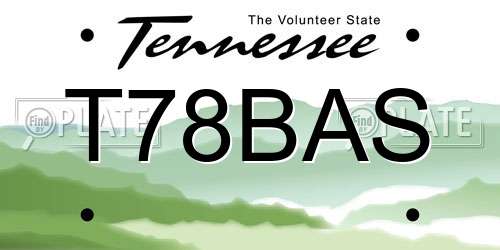 T78BAS Tennessee License Plate
