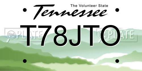 T78JTO Tennessee License Plate