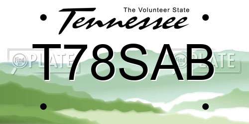 T78SAB Tennessee License Plate