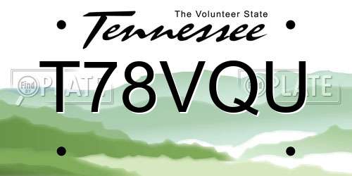 T78VQU Tennessee License Plate