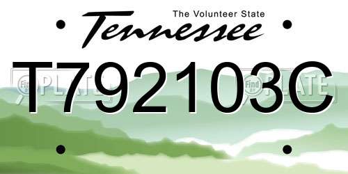 T792103C Tennessee License Plate