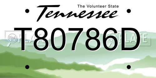T80786D Tennessee License Plate