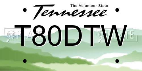 T80DTW Tennessee License Plate