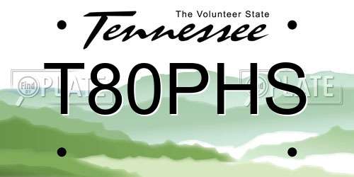 T80PHS Tennessee License Plate