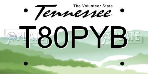 T80PYB Tennessee License Plate