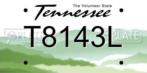 T8143L Tennessee License Plate