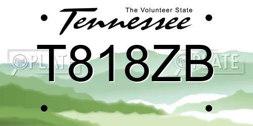 T818ZB Tennessee License Plate