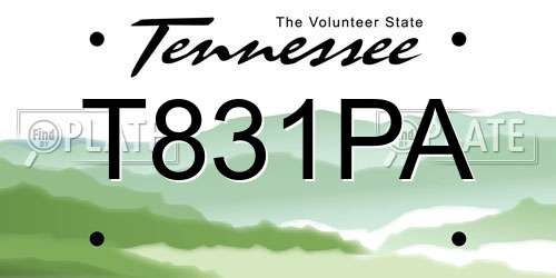T831PA Tennessee License Plate