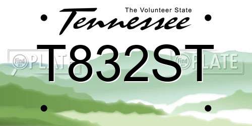 T832ST Tennessee License Plate