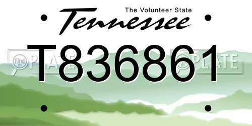 T836861 Tennessee License Plate