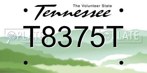 T8375T Tennessee License Plate