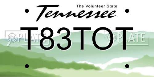 T83TOT Tennessee License Plate