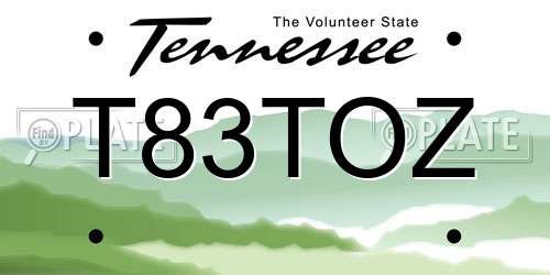 T83TOZ Tennessee License Plate